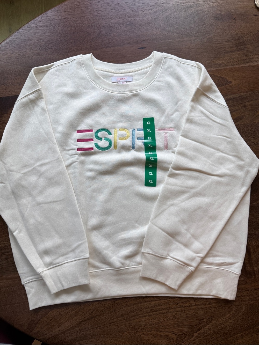 Esprit Cream Sweatshirt with Rainbow Embroidered Logo - Picture 2 of 2